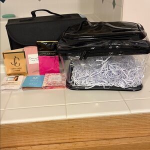 Von Maur 2 Cosmetic Cases - 1 Clear Train Case, 1 Large Hanging Case - NWT